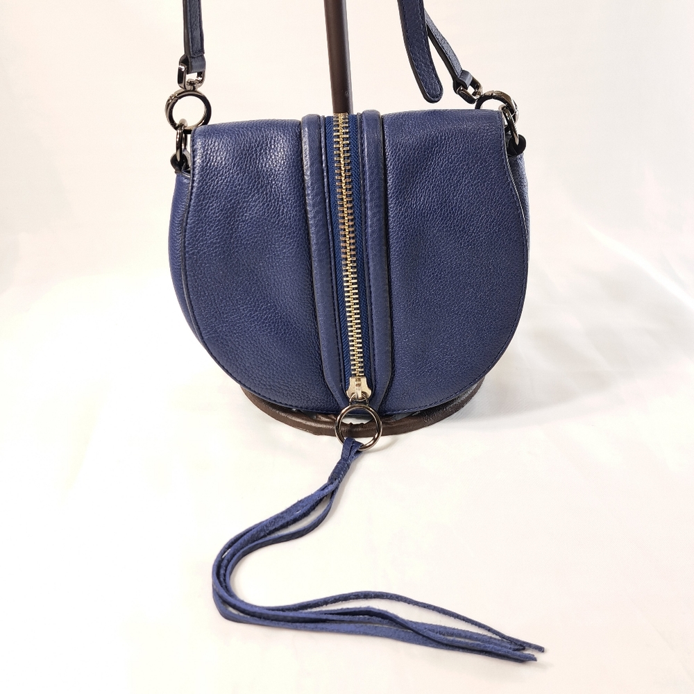 Rebecca Minkoff Mara Saddle Genuine Leather Women's Blue Crossbody Bag